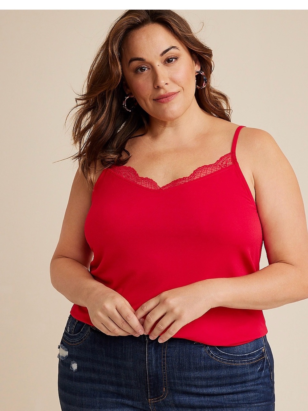 NWT Maurices Lace Trim Red Cami Tank Top - Women